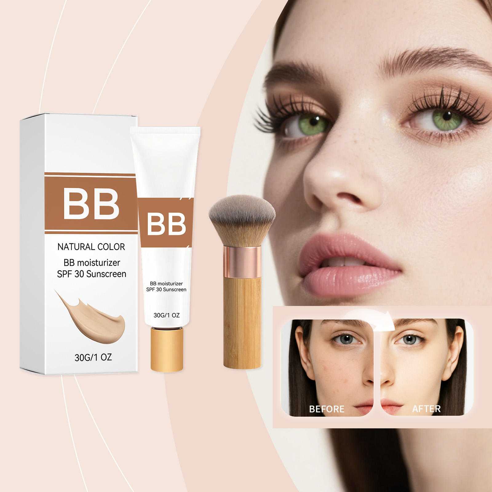 Face Moisturizer Spf - Crema Hidratante con Color SPF 30,