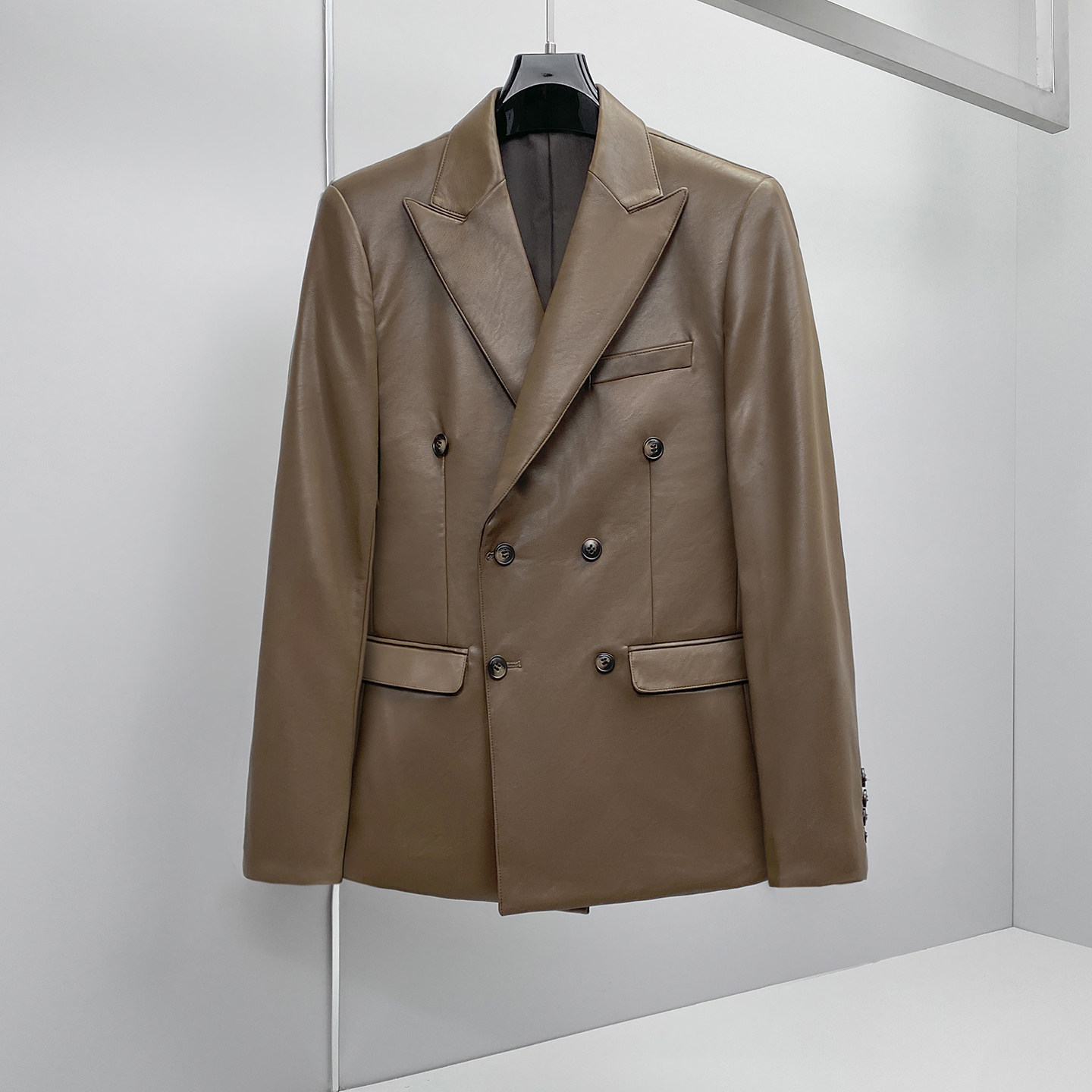 Men'S Grooming Brands - Chaqueta de Traje de Cuero Cruzada